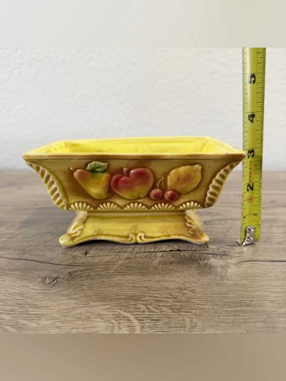 Vintage Relpo Spanish Gold 5736 3D Fruit Yellow Ceramic Pottery Planter 60’s